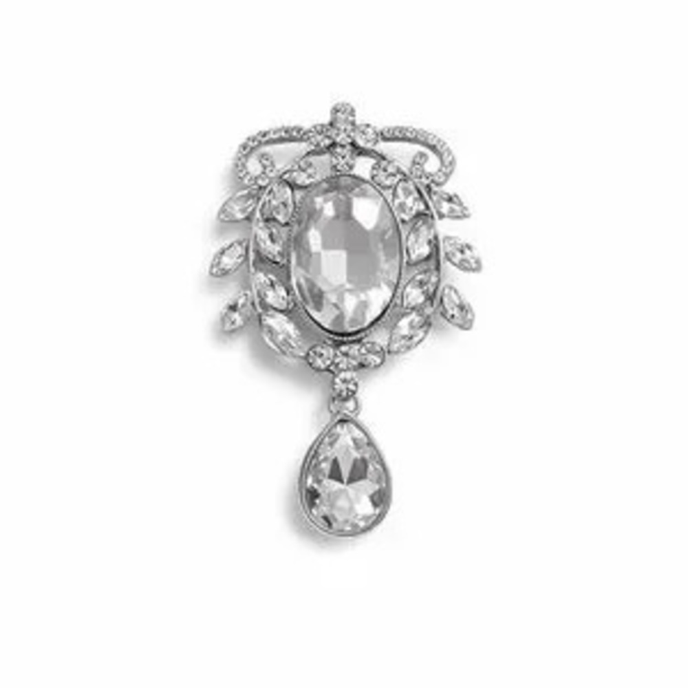 Vintage Style Silver Crystal Brooch